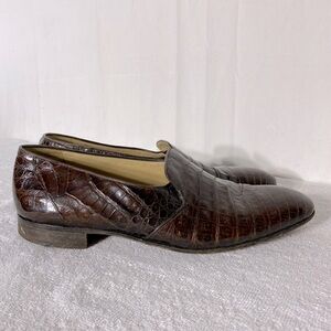 Vintage Mauri 2372 140 Brown Alligator Leather Slip On Loafers Dress Shoes 10.5